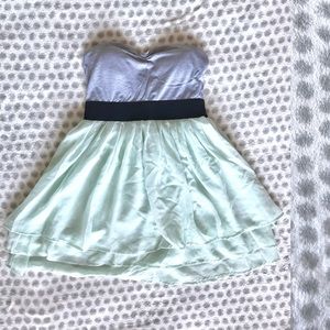 Gray & mint strapless mini dress - medium